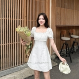ĐẦM TAY PHỒNG DÁNG A ĐÍNH NÚT ZAREEN DAX92