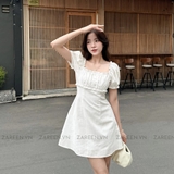 ĐẦM TAY PHỒNG DÁNG A ĐÍNH NÚT ZAREEN DAX92