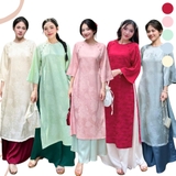 ÁO DÀI ĐAN THANH LỤA TẰM CỔ TRÒN ĐÍNH NÚT ZAREEN ADI03
