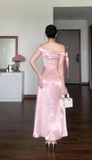 ĐẦM LỤA LỆCH VAI DÁNG DÀI ZAREEN DAX124