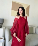 ÁO DÀI VÂN THANH CỔ YẾM ĐÍNH NGỌC TRAI ZAREEN ADI09