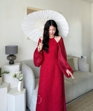 ÁO DÀI VÂN THANH CỔ YẾM ĐÍNH NGỌC TRAI ZAREEN ADI09