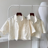 ÁO SƠ MI CROPTOP NƠ THÊU HOA ZAREEN SOM68