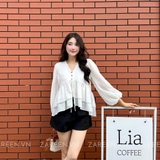ÁO SƠ MI CROPTOP TAY PHỒNG ZAREEN SOM78