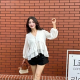 ÁO SƠ MI CROPTOP TAY PHỒNG ZAREEN SOM78