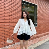 ÁO SƠ MI CROPTOP TAY PHỒNG ZAREEN SOM78