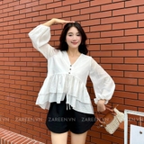 ÁO SƠ MI CROPTOP TAY PHỒNG ZAREEN SOM78