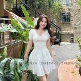 ÁO THUN CROPTOP CỔ V PHỐI REN ZAREEN THU163