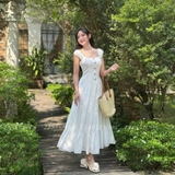 ĐẦM MAXI ĐÍNH NÚT 4 TẦNG ZAREEN DAX101