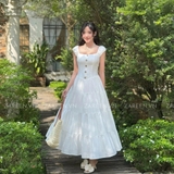 ĐẦM MAXI ĐÍNH NÚT 4 TẦNG ZAREEN DAX101