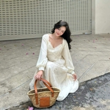 ĐẦM 2 DÂY TƠ THÊU HOA PHỐI REN ZAREEN DAX116