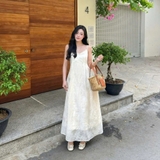 ĐẦM 2 DÂY TƠ THÊU HOA PHỐI REN ZAREEN DAX116