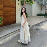 ĐẦM 2 DÂY TƠ THÊU HOA PHỐI REN ZAREEN DAX116