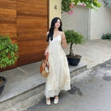 ĐẦM 2 DÂY TƠ THÊU HOA PHỐI REN ZAREEN DAX116