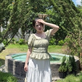 ÁO CROPTOP TAY PHỒNG THUN CHỈ ZAREEN VOA153