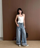 QUẦN JEANS ỐNG RỘNG ĐẮP LAI ZAREEN JEA152