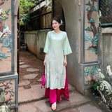 ÁO DÀI ĐAN THANH LỤA TẰM CỔ TRÒN ĐÍNH NÚT ZAREEN ADI03