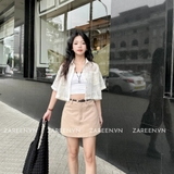 ÁO SƠ MI CROPTOP NƠ THÊU HOA ZAREEN SOM68