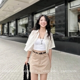 ÁO SƠ MI CROPTOP NƠ THÊU HOA ZAREEN SOM68