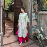 ÁO DÀI ĐAN THANH LỤA TẰM CỔ TRÒN ĐÍNH NÚT ZAREEN ADI03