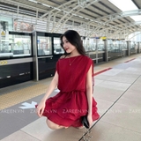 ĐẦM TƠ XÒE 2 TẦNG TAY THẮT NƠ ZAREEN DAX98