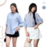 ÁO SƠ MI SỌC TAY DÀI BASIC ZAREEN SOM79