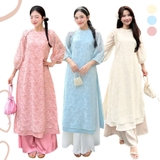 ÁO DÀI ÁI KHUÊ TƠ HOA TAY PHỒNG ZAREEN ADI06