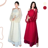 ÁO DÀI VÂN THANH CỔ YẾM ĐÍNH NGỌC TRAI ZAREEN ADI09