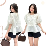 ÁO BABYDOLL TAY PHỒNG HOA NỔI ZAREEN VOA147