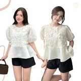 ÁO BABYDOLL TAY PHỒNG HOA NỔI ZAREEN VOA147