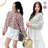 ÁO THUN SỌC CROPTOP TAY PHỒNG ZAREEN THU176