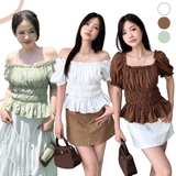 ÁO CROPTOP TAY PHỒNG THUN CHỈ ZAREEN VOA153