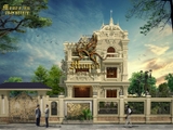 phối cảnh mẫu biệt thự đẹp 3 tầng cổ điển