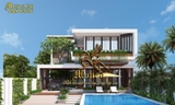 Mẫu thiết kế biệt thự 2 tầng hiện đại 200m2 có bể bơi sang trọng