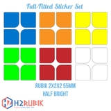 Rubik 2x2 Full Fitted Sticker Set 55mm - Giấy dán rubik tràn viền