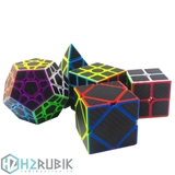 Combo Rubik Carbon 5 chiếc - Z-Cube Five Cubes Set with black carbon-fibre stickers