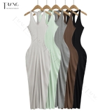 ĐẦM BODYCON DÁNG DÀI NHẤN EO LISA MÀU NÂU