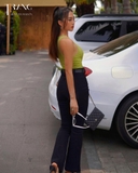 SET BODYSUIT XANH + QUẦN JEANS LƯNG CAO ỐNG LOE MONA