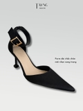 GIÀY CAO GÓT MŨI NHỌN LỤA SATIN LISA ĐEN