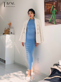 Sky blue body dress - Đầm ôm dáng dài không tay