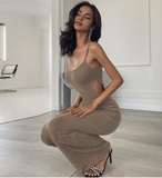 ĐẦM HAI DÂY DÁNG DÀI ÔM BODY THUN GÂN