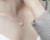 Dây chuyền bạc Việt Nam bốn lá đá lá tròn