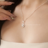 Dây chuyền bạc Việt Nam hoa viền đá