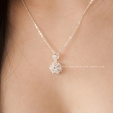 Dây chuyền bạc Việt Nam mặt tròn đá chùm