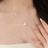 Dây chuyền bạc Việt Nam Ngọc trai Freshwater 10 li mix ổ đá