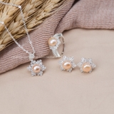 Dây chuyền bạc Việt Nam Ngọc trai Freshwater bông tuyết đá nhọn