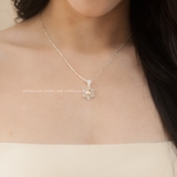 Dây chuyền bạc Việt Nam Ngọc trai Freshwater bông tuyết đá nhọn