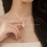 Dây chuyền bạc Việt Nam Ngọc Trai Freshwater viền đá tì bà