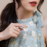 Dây chuyền bạc Việt Nam ổ đá tròn đá nhọn