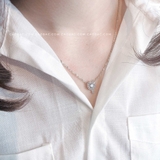 Dây chuyền bạc Việt Nam ổ đá viền đá đá nhỏ treo